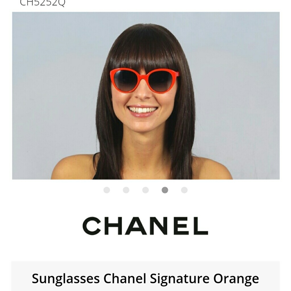 Tangerine orange CHANEL sunglasses.